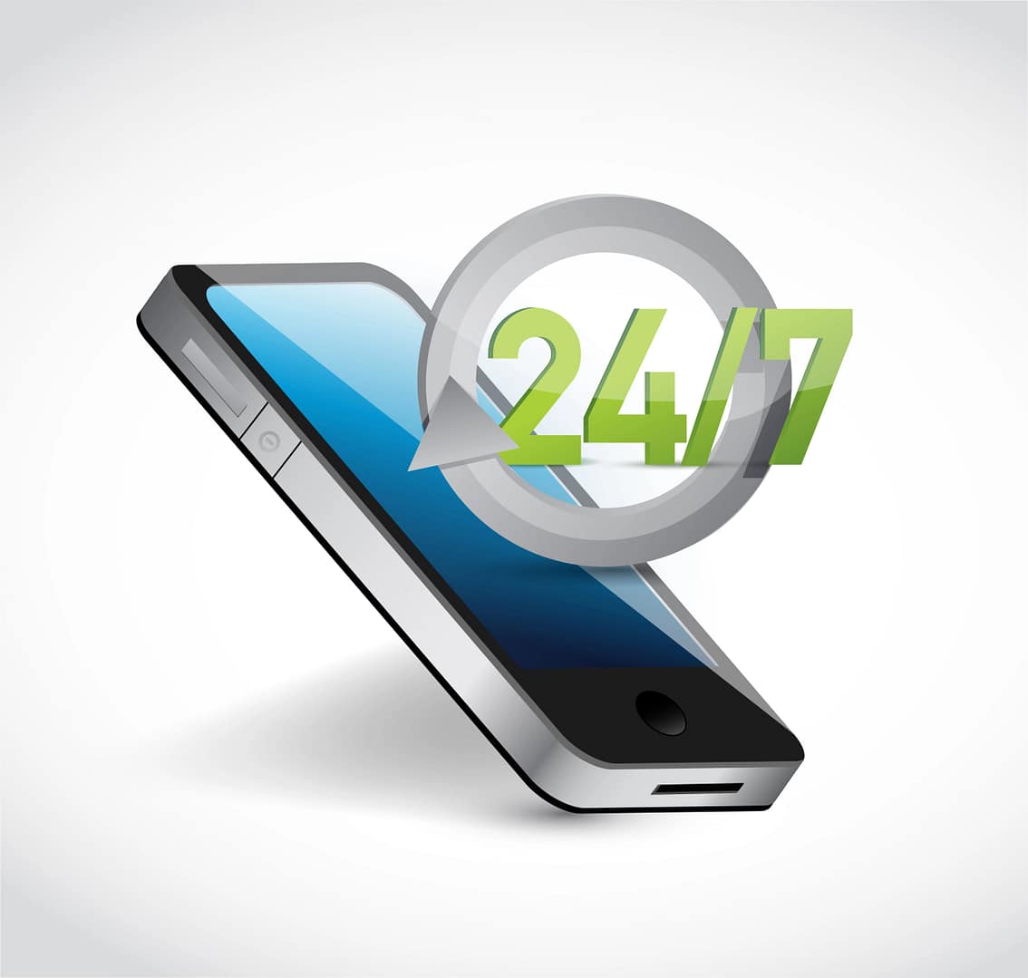 Depositphotos_58730211_XL a mobile and the inscription 24/7