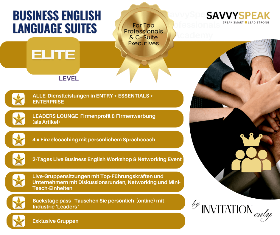 SavvySpeak Elite Level DEscription of the SavvySpeak Business English Programm ELITE Level